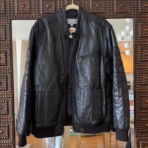Marc New York Black Leather & Polyester Jacket